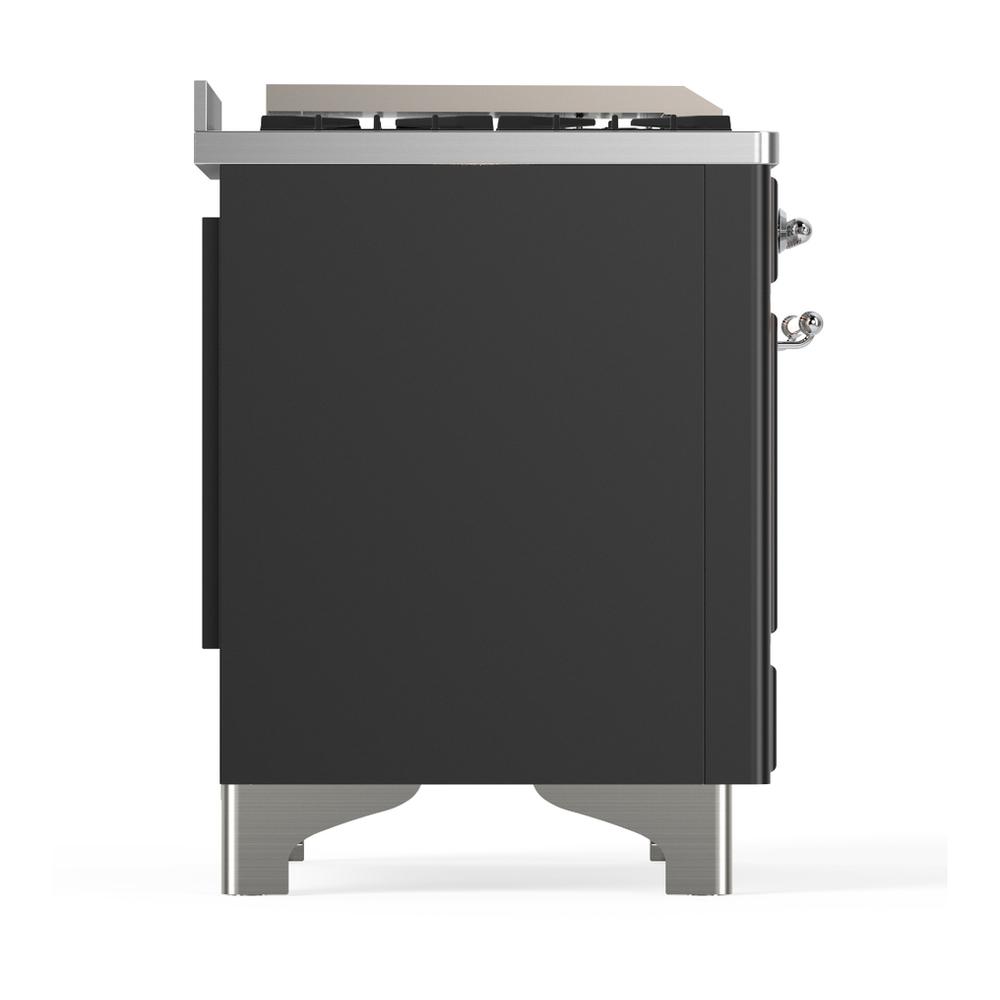 Ilve UM48FQNR3MGC Ilve Um48Fqnr3Mgc Majestic Iii 48 Inch Dual Fuel Range With 8 Burners And Griddle, Dual Function Burner Up To 25,000 Btu (Natural Gas, Solid Door, Graphite Matte, Chrome)