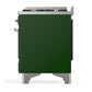 Ilve UM36FQNR3EGCLP Ilve Um36Fqnr3Egclp Majestic Iii 36 Inch Dual Fuel Range With 6 Black Brass Burners And Griddle, Dual Function Burner Up To 25,000 Btu (Solid Door, Emerald Green, Chrome, Liquid Propane)