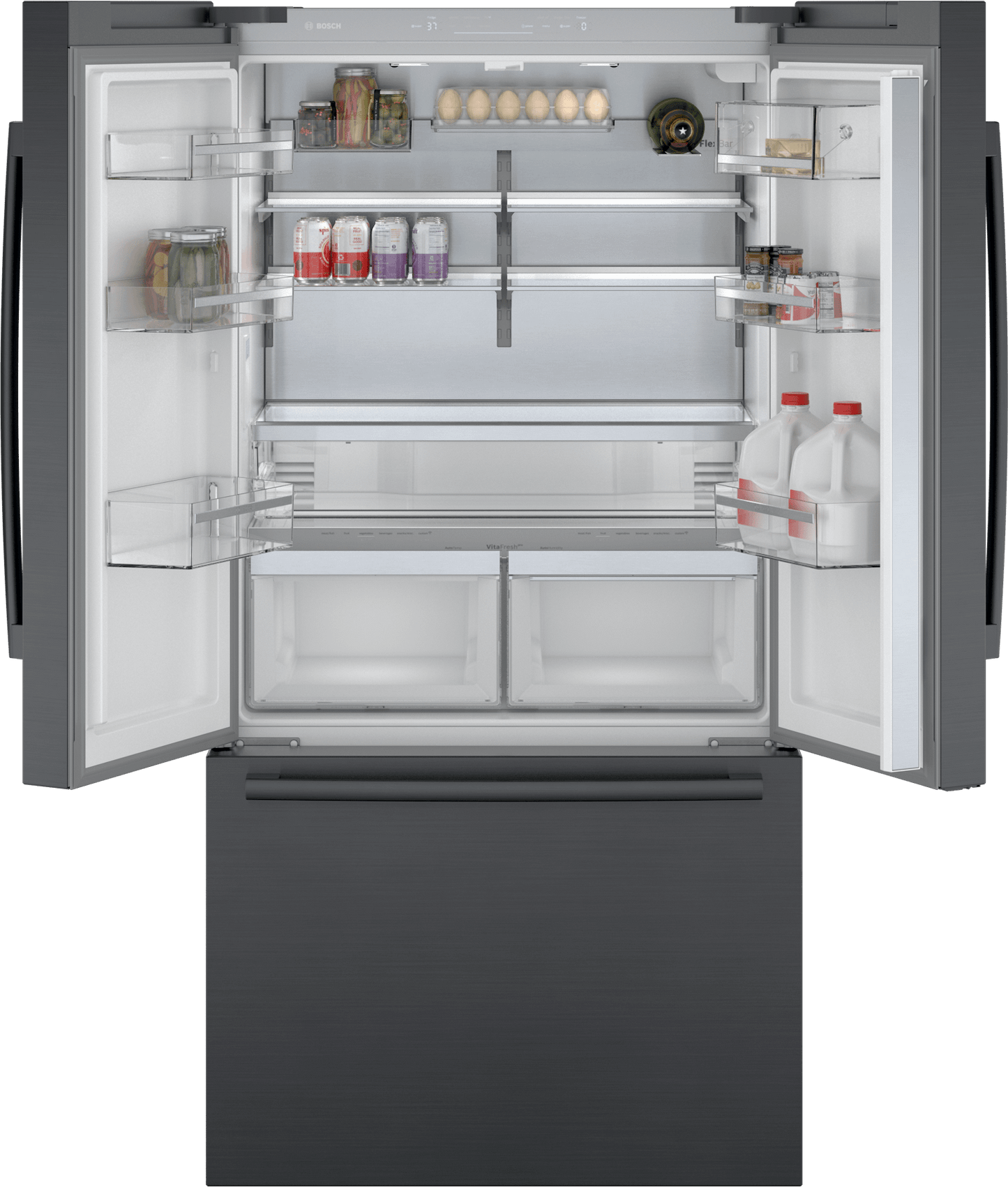 Bosch B36CT84SNB 800 Series, French Door Bottom Freezer, Multi Door, 36'', Black Inox-Antifingerprint