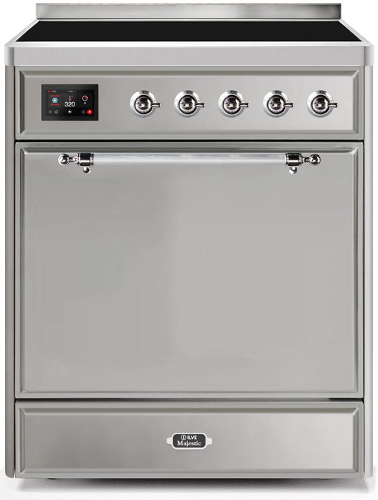 Ilve UMI30QNE3SSC Majestic Ii 30 Inch Electric Freestanding Range In Stainless Steel With Chrome Trim
