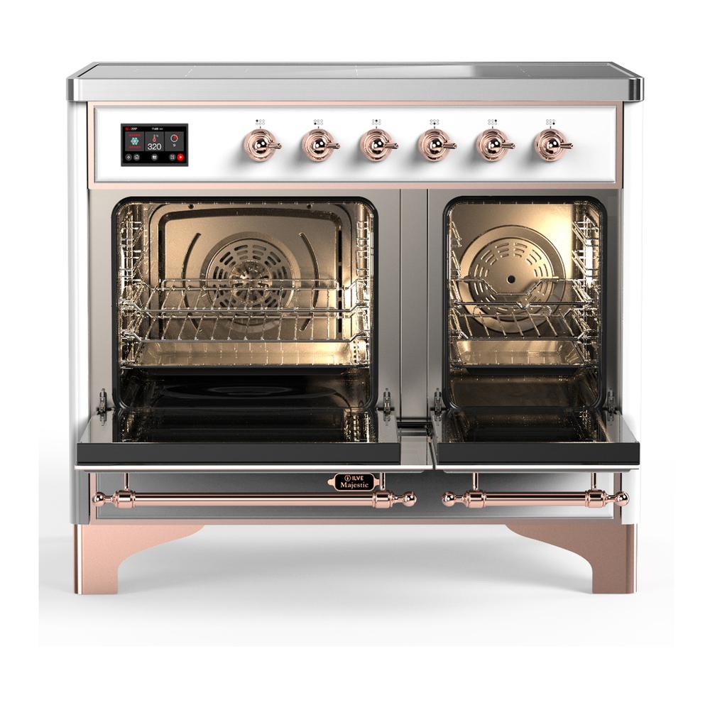 Ilve UMDIB40NR3WHP Ilve Umdib40Nr3Whp Majestic Iii 40 Inch Induction Range With 6 Elements, 3.82 Cu. Ft. Total Oven Capacity (Triple Glass Door, White, Copper)