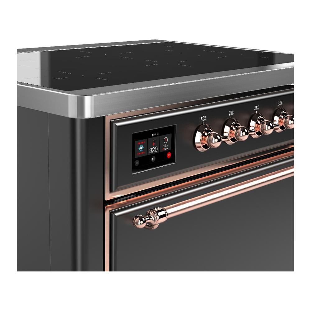 Ilve UMIB36QNR3MGP Ilve Umib36Qnr3Mgp Majestic Iii 36 Inch Induction Range With 6 Elements, 3.5 Cu. Ft. Total Oven Capacity (Solid Door, Graphite Matte, Copper)