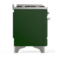 Ilve UM36FQNR3EGC Ilve Um36Fqnr3Egc Majestic Iii 36 Inch Dual Fuel Range With 6 Black Brass Burners And Griddle, Dual Function Burner Up To 25,000 Btu (Solid Door, Emerald Green, Chrome, Natural Gas)