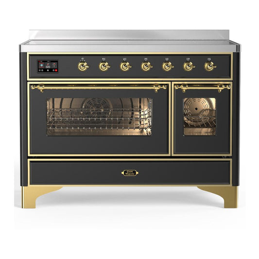 Ilve UMIB48NR3MGG Ilve Umib48Nr3Mgg Majestic Iii 48 Inch Induction Range With 6 Elements, 5.02 Cu. Ft. Total Oven Capacity (Triple Glass Door, Graphite Matte, Brass)