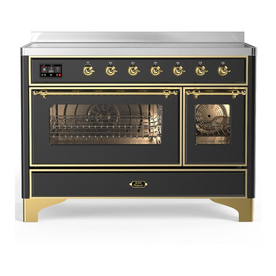 Ilve UMIB48NR3MGG Ilve Umib48Nr3Mgg Majestic Iii 48 Inch Induction Range With 6 Elements, 5.02 Cu. Ft. Total Oven Capacity (Triple Glass Door, Graphite Matte, Brass)