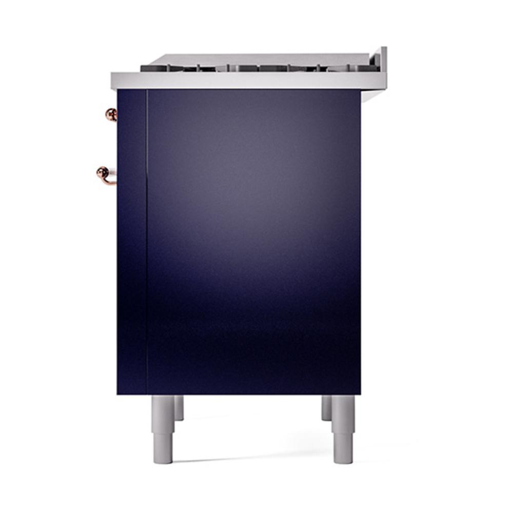 Ilve UN36FQNMPMBP Ilve Un36Fqnmpmbp Nostalgie Ii Noblesse 36" Dual Fuel Range (Natural Gas, Solid Door, Midnight Blue, Copper)