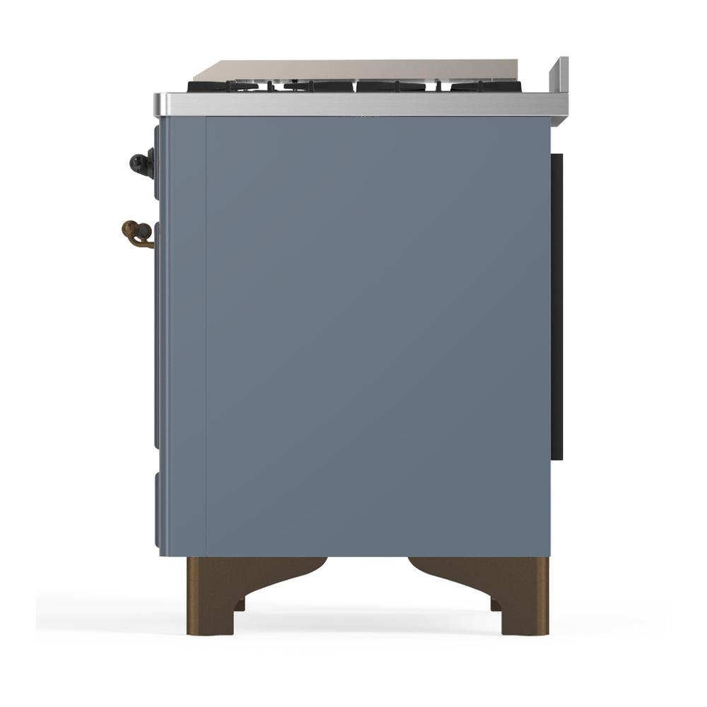 Ilve UM48FNR3BGBLP Ilve Um48Fnr3Bgblp Majestic Iii 48 Inch Dual Fuel Range With 8 Burners And Griddle, Dual Function Burner Up To 25,000 Btu (Liquid Propane, Triple Glass Door, Blue Grey, Burnished)