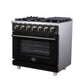Forno FFSGS623936BLK Forno Massimo 36-Inch Black Freestanding Gas Range, 6 Sealed Burners, Convection Oven, Energy Efficient