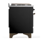 Ilve UM36FNR3BKB Ilve Um36Fnr3Bkb Majestic Iii 36 Inch Dual Fuel Range With 6 Black Brass Burners And Griddle, Dual Function Burner Up To 25,000 Btu (Triple Glass Door, Glossy Black, Burnished, Natural Gas)