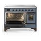 Ilve UMIB48NR3BGB Ilve Umib48Nr3Bgb Majestic Iii 48 Inch Induction Range With 6 Elements, 5.02 Cu. Ft. Total Oven Capacity (Triple Glass Door, Blue Grey, Burnished)