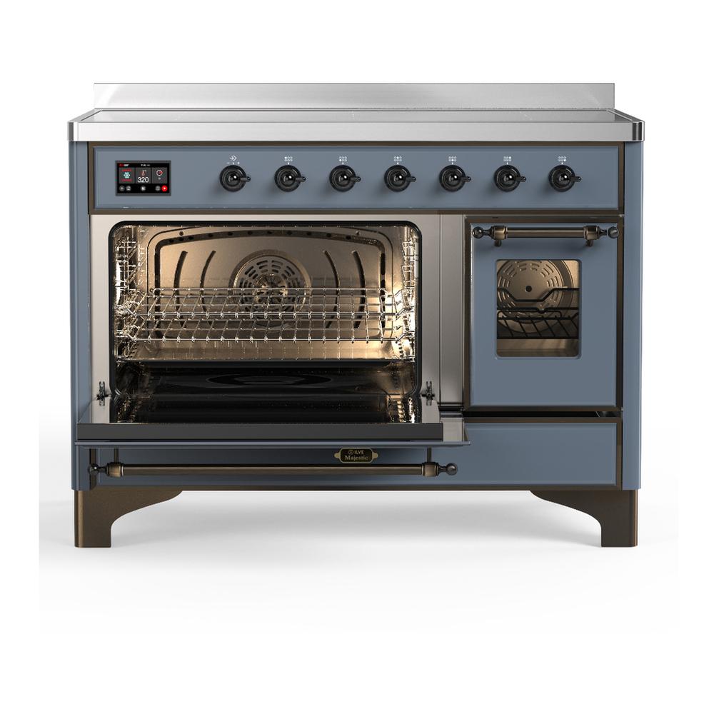 Ilve UMIB48NR3BGB Ilve Umib48Nr3Bgb Majestic Iii 48 Inch Induction Range With 6 Elements, 5.02 Cu. Ft. Total Oven Capacity (Triple Glass Door, Blue Grey, Burnished)
