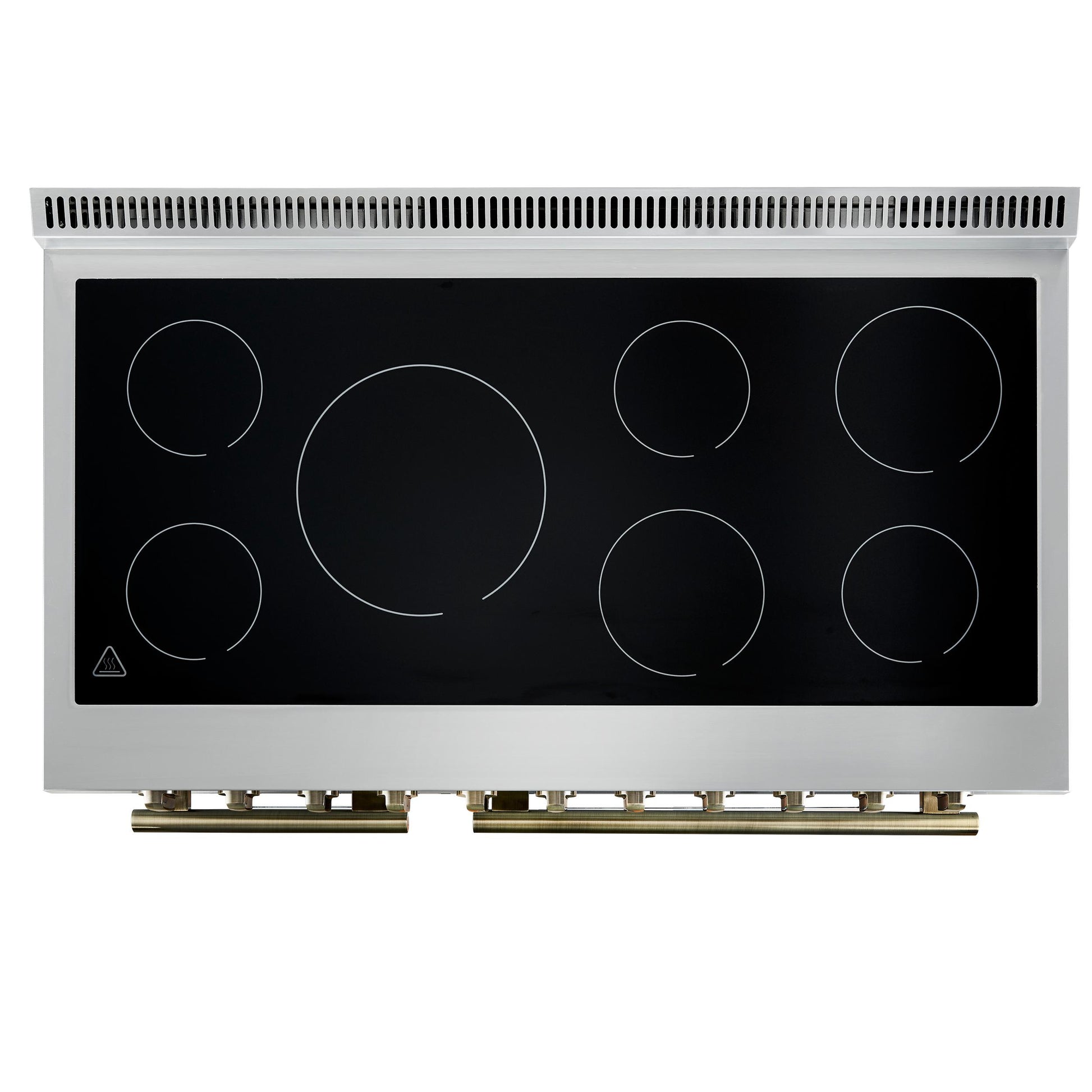 Forno FFSEL601148BLK Forno Paolo 48 Inch Freestanding Electric Range In Black With Antique Brass, 6.7 Cu.Ft, True Convection Oven, Energy Efficient
