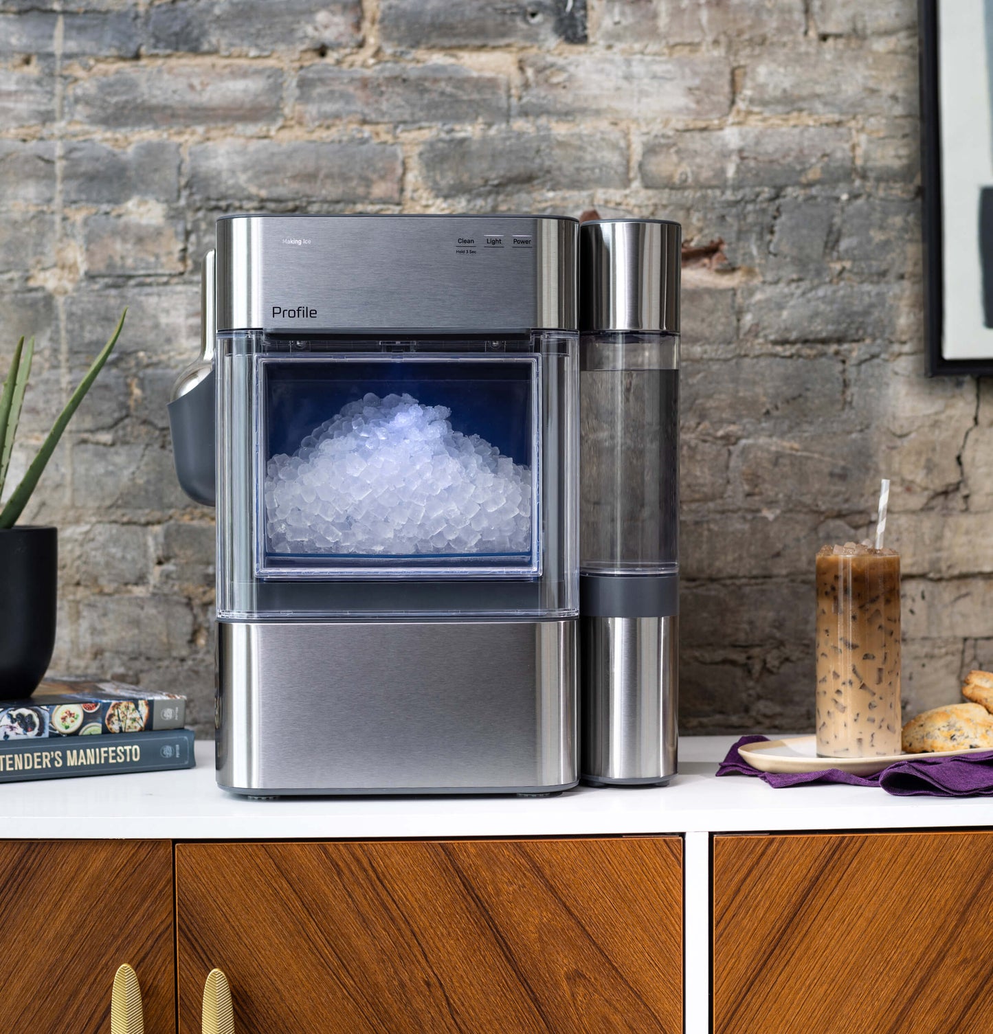 Ge Appliances XPIO13SWSS Ge Profile™ Opal™ 2.0 Ultra Nugget Ice Maker With Side Tank And Scale Inhibiting Filter