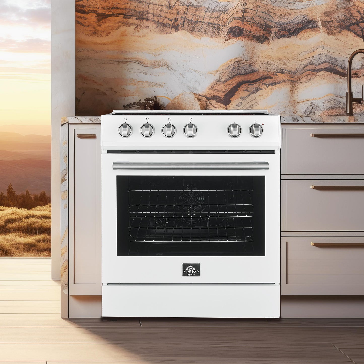 Forno FFSEL601230WHT Forno Leonardo Espresso 30-Inch White Electric Range, True Convection, Energy Efficient