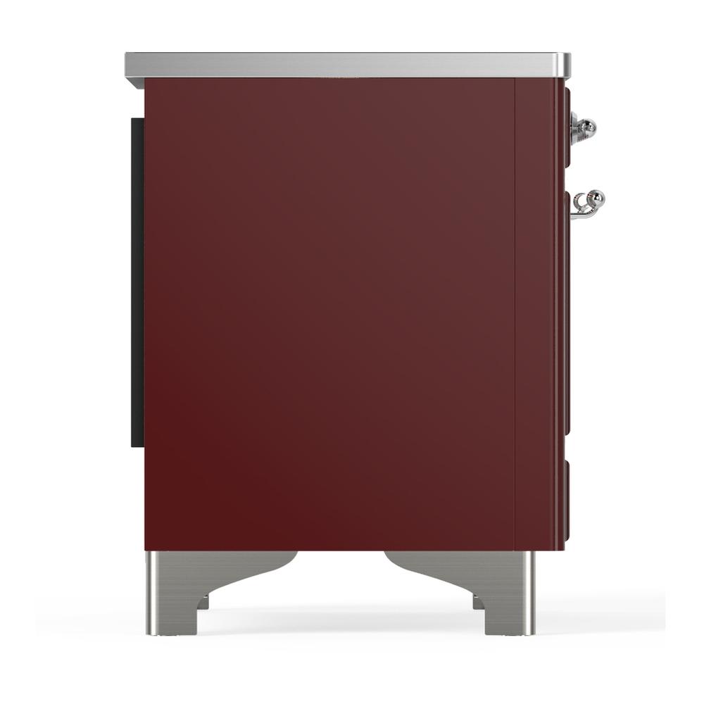 Ilve UMDIB40QNR3BUC Ilve Umdib40Qnr3Buc Majestic Iii 40 Inch Induction Range With 6 Elements, 3.82 Cu. Ft. Total Oven Capacity (Solid Door, Burgundy, Chrome)