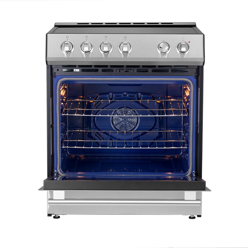 Forno FFSIN098230 Forno Leonardo Espresso 30-Inch Slide-In Stainless Steel Induction Range, Convection Oven, 5 Cooking Zones