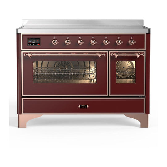 Ilve UMIB48NR3BUP Ilve Umib48Nr3Bup Majestic Iii 48 Inch Induction Range With 6 Elements, 5.02 Cu. Ft. Total Oven Capacity (Triple Glass Door, Burgundy, Copper)