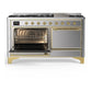 Ilve UM60FQNR3SSGLP Ilve Um60Fqnr3Ssglp Majestic Iii 60 Inch Dual Fuel Range With 9 Burners And Griddle, Dual Function Burner Up To 25,000 Btu (Liquid Propane, Solid Door, Stainless Steel, Brass)