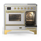 Ilve UMDIB40NR3SSG Ilve Umdib40Nr3Ssg Majestic Iii 40 Inch Induction Range With 6 Elements, 3.82 Cu. Ft. Total Oven Capacity (Triple Glass Door, Stainless Steel, Brass)