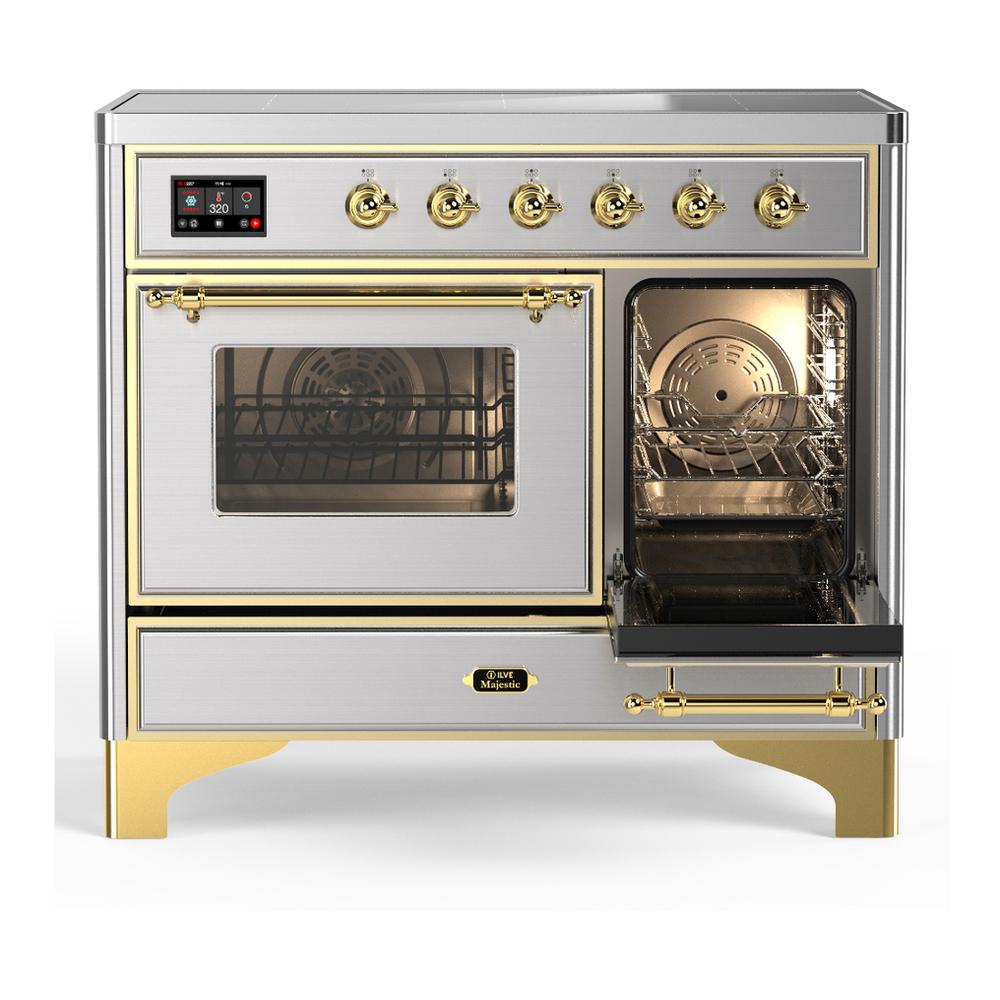 Ilve UMDIB40NR3SSG Ilve Umdib40Nr3Ssg Majestic Iii 40 Inch Induction Range With 6 Elements, 3.82 Cu. Ft. Total Oven Capacity (Triple Glass Door, Stainless Steel, Brass)