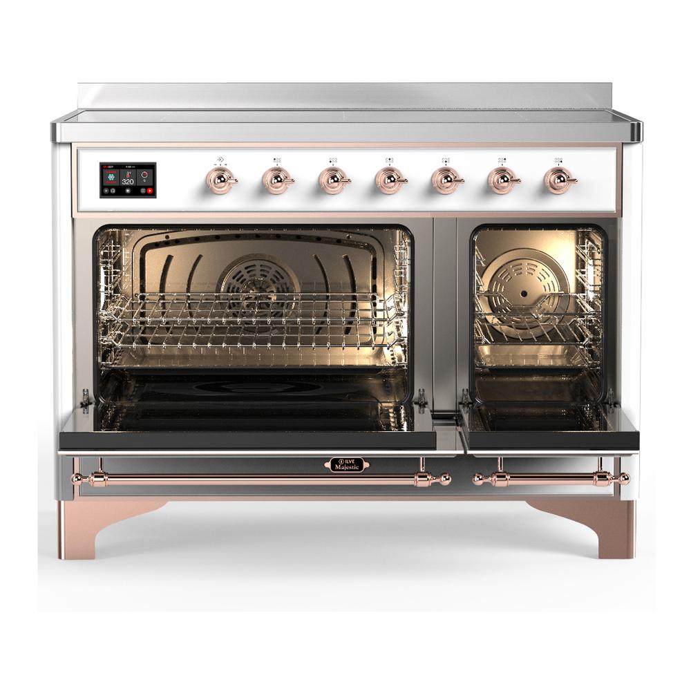 Ilve UMIB48NR3WHP Ilve Umib48Nr3Whp Majestic Iii 48 Inch Induction Range With 6 Elements, 5.02 Cu. Ft. Total Oven Capacity (Triple Glass Door, White, Copper)