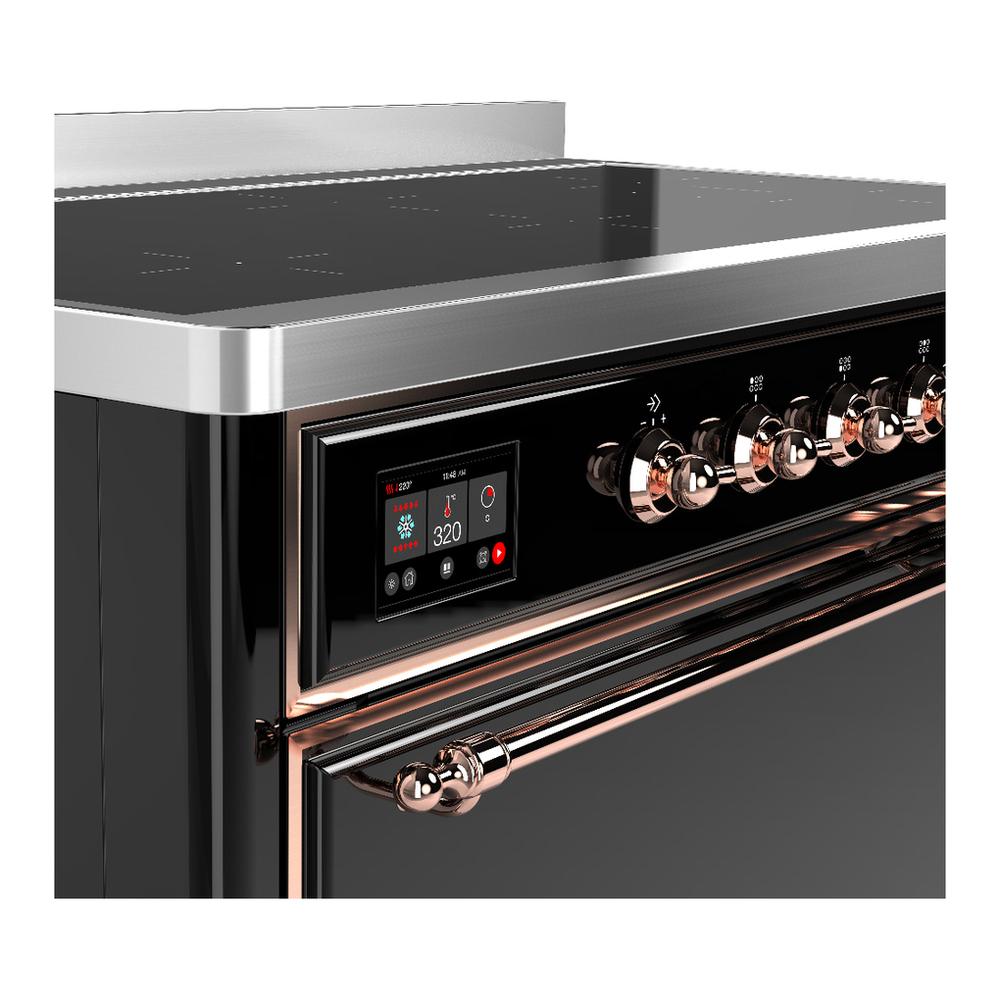 Ilve UMIB48QNR3BKP Ilve Umib48Qnr3Bkp Majestic Iii 48 Inch Induction Range With 6 Elements, 5.02 Cu. Ft. Total Oven Capacity (Solid Door, Glossy Black, Copper)