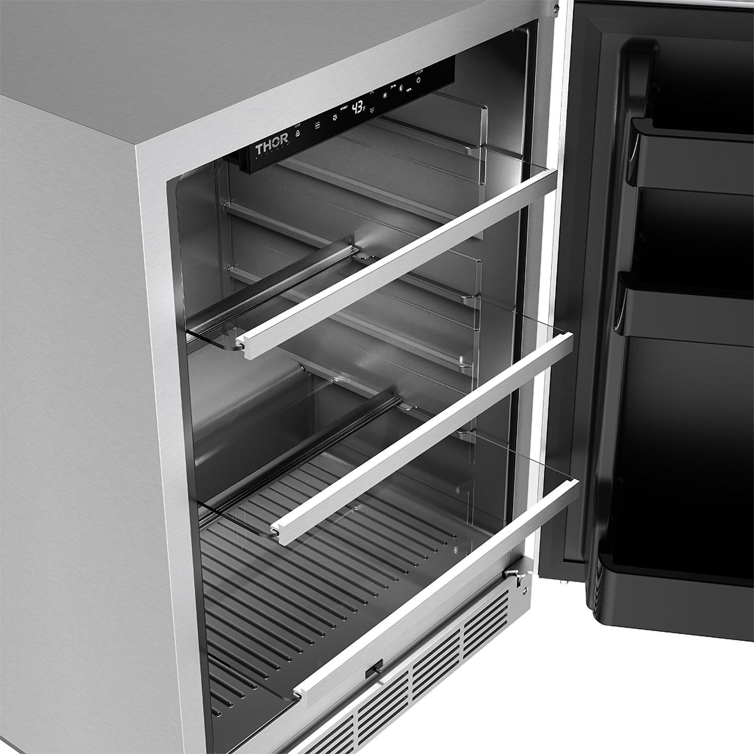 Thor Kitchen RBC24SSD Gordon Ramsay Collection 24 Inch Outdoor Undercounter Beverage Cooler In Stainless Steel