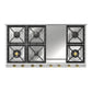 Ilve UHCP1265FNSSGLP Ilve Uhcp1265Fnssglp Nostalgie Ii 48 Inch Gas Cooktop With 8 Burners, Griddle, In Stainless Steel (Liquid Propane, Brass)