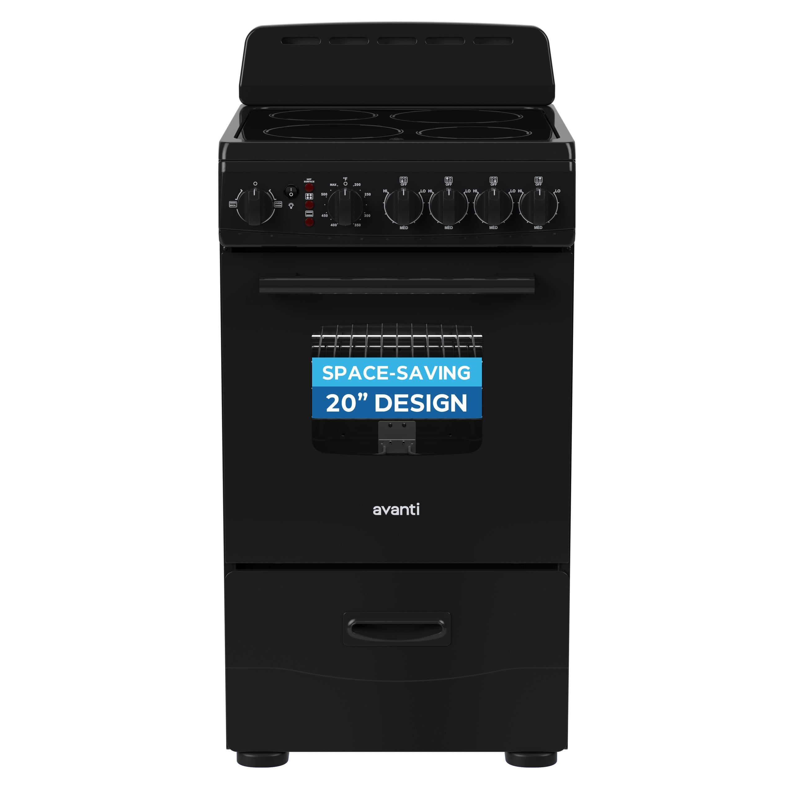 Avanti CERU200P1B Avanti 20-Inch Freestanding Electric Range With Ceramic Glass Cooktop, In Black (Ceru200P1B)