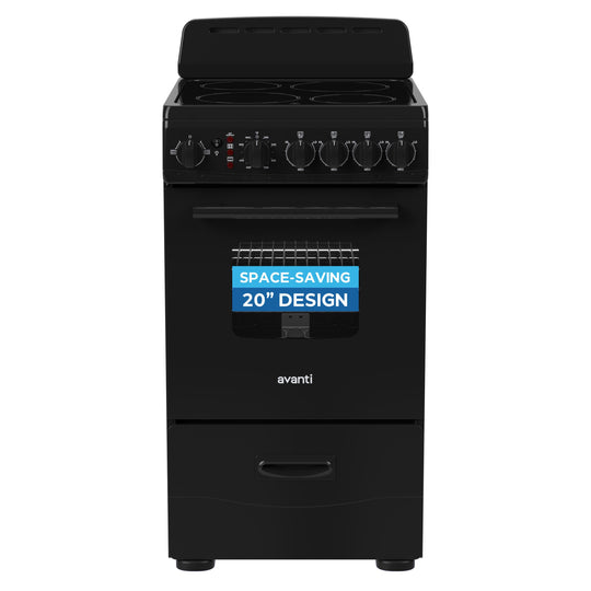Avanti CERU200P1B Avanti 20-Inch Freestanding Electric Range With Ceramic Glass Cooktop, In Black (Ceru200P1B)
