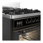 Ilve UM30NR3BKBLP Ilve Um30Nr3Bkblp Majestic Iii 30 Inch Dual Fuel Range With 5 Black Brass Burners, Dual Function Burner Up To 25,000 Btu (Liquid Propane, Triple Glass Door, Glossy Black, Burnished)