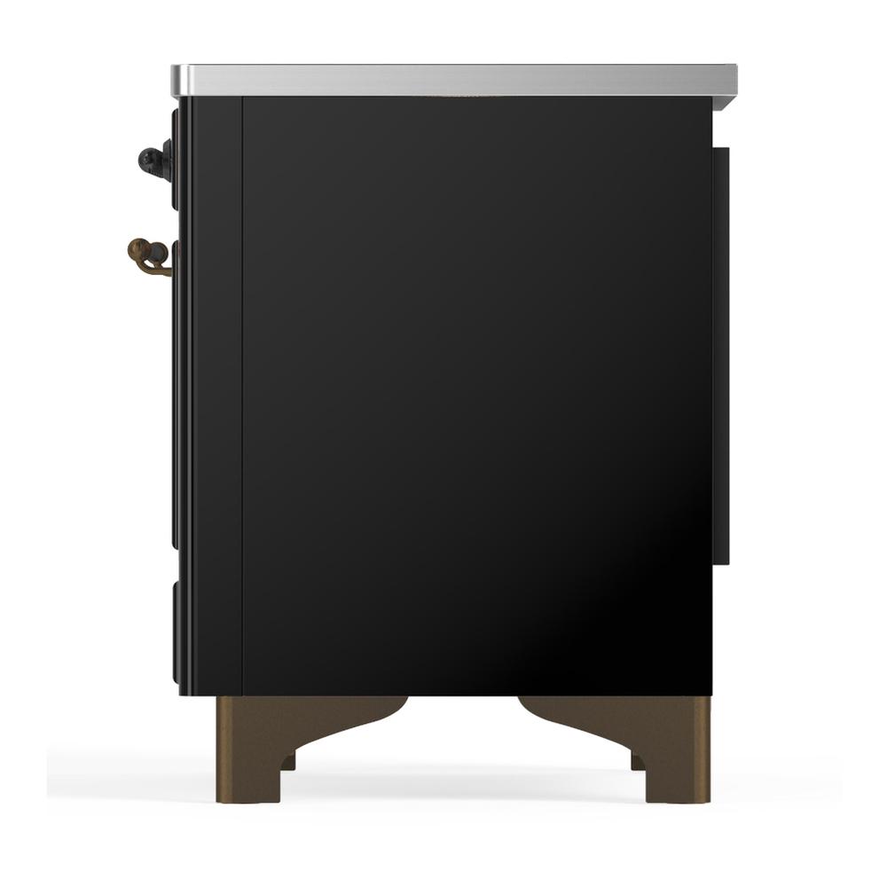 Ilve UMIB36QNR3BKB Ilve Umib36Qnr3Bkb Majestic Iii 36 Inch Induction Range With 6 Elements, 3.5 Cu. Ft. Total Oven Capacity (Solid Door, Glossy Black, Burnished)