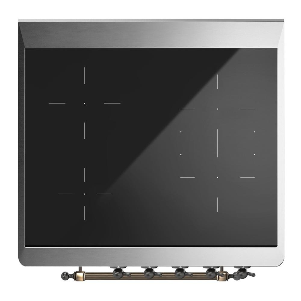 Ilve UMIB30NR3MBB Ilve Umib30Nr3Mbb Majestic Iii 30 Inch Induction Range With 4 Elements, 4 Cu. Ft. Oven Capacity (Triple Glass Door, Midnight Blue, Burnished)