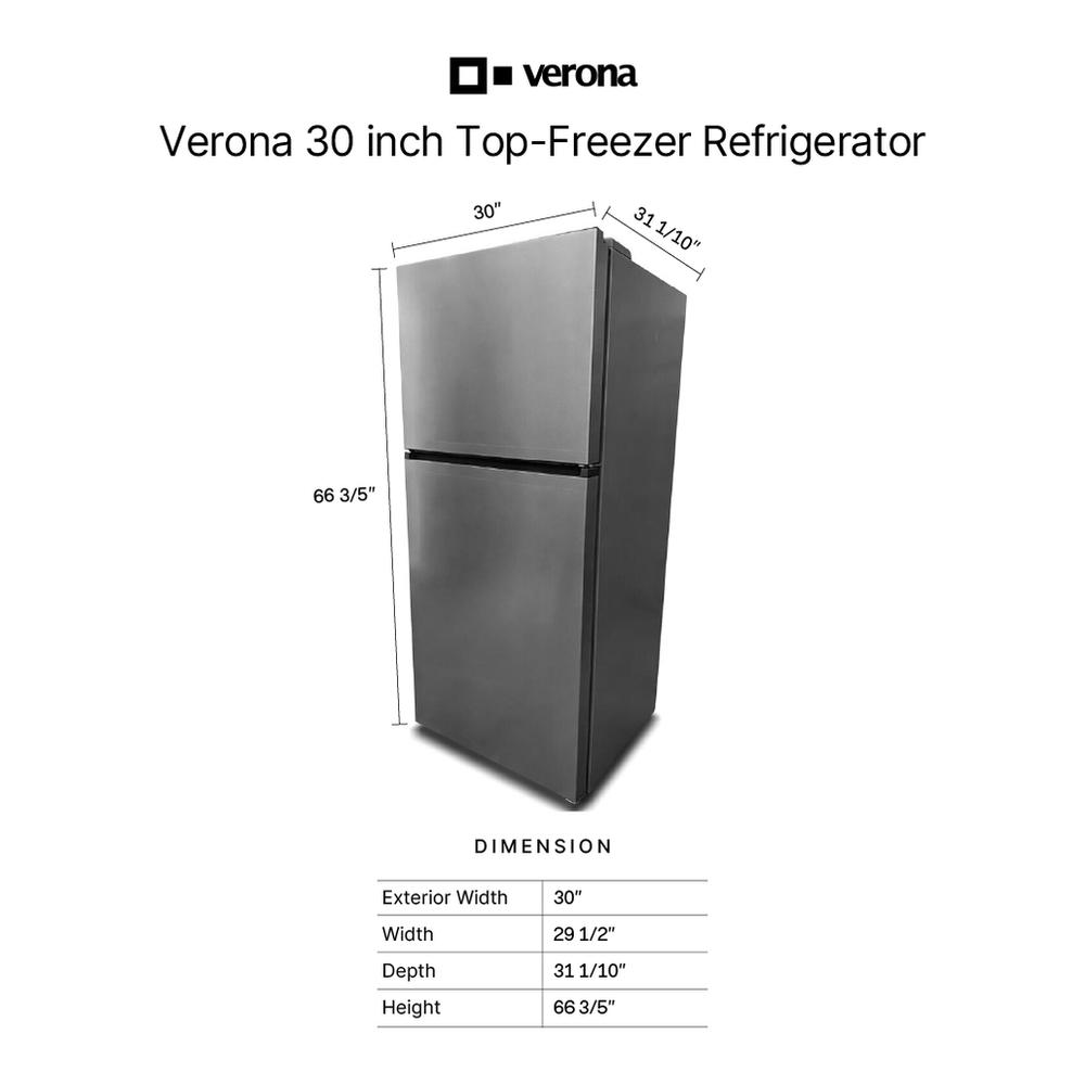 Verona VEFTF3021RBK Verona Veftf3021Rbk 30 Inch Top Freezer Refrigerator With 21 Cu. Ft. Total Capacity, Reversible Doors, Recessed Handle, Energy Star (Black)