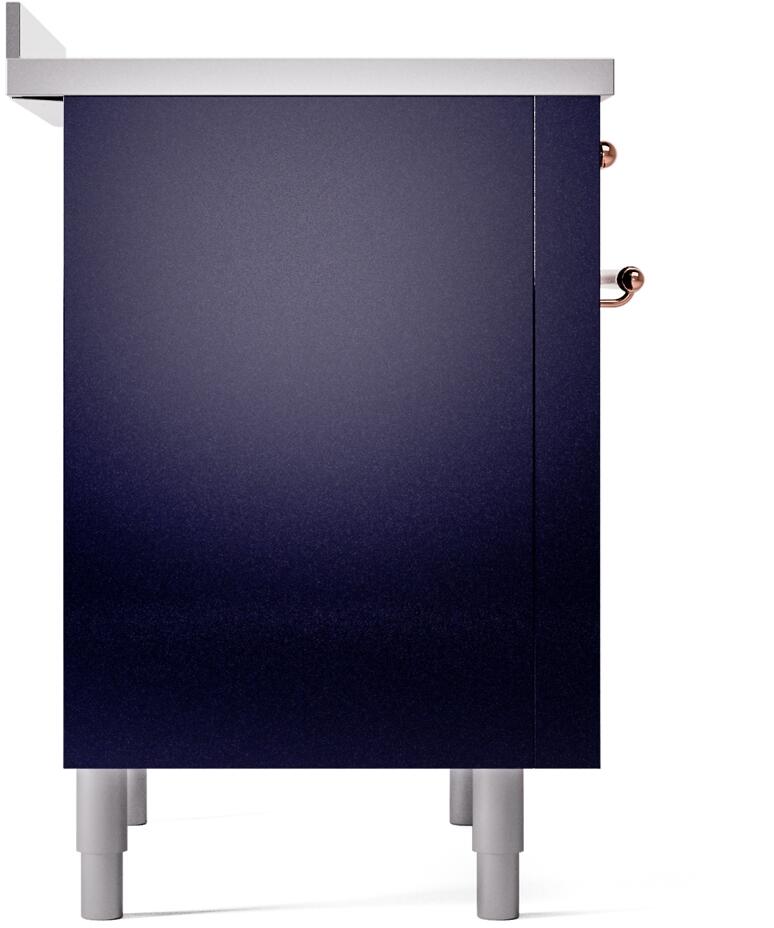 Ilve UPI366NMPMBP Nostalgie Ii 36 Inch Electric Freestanding Range In Blue With Copper Trim