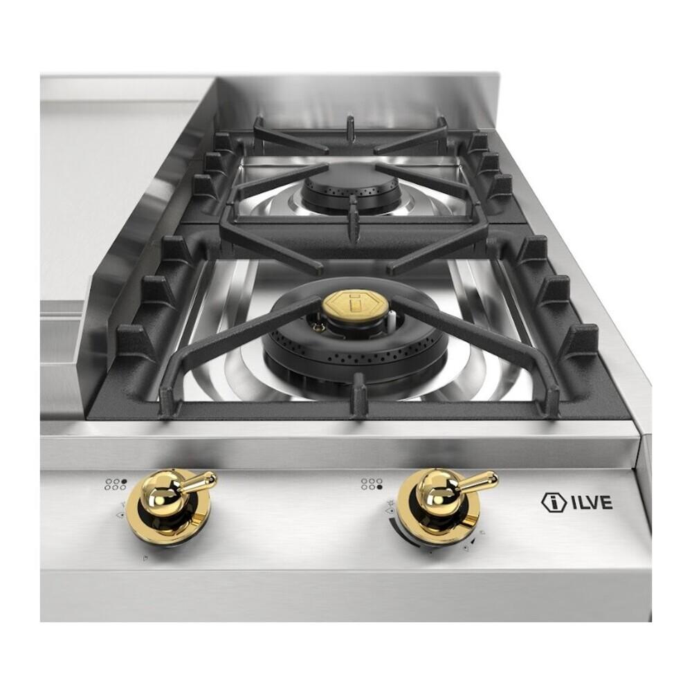 Ilve UHCP965FNSSGLP Ilve Uhcp965Fnssglp Nostalgie Ii 36 Inch Gas Cooktop With Griddle, In Stainless Steel (Liquid Propane, Brass)