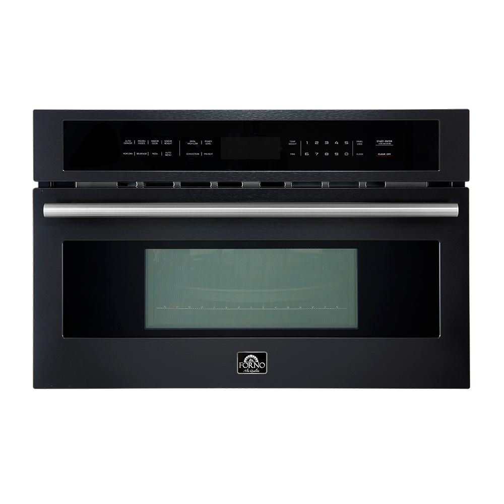 Forno FMWDR309330BLK Forno Oliena Espresso Black 30-Inch Built-In Microwave And Convection Oven Combo, 1.6 Cu.Ft, 1750W Convection, 1000W Microwave, Stainless Steel Interior, Glass Touch Controls, Sensor Cooking