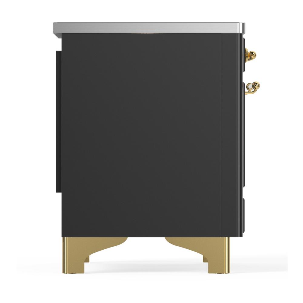 Ilve UMDIB40QNR3MGG Ilve Umdib40Qnr3Mgg Majestic Iii 40 Inch Induction Range With 6 Elements, 3.82 Cu. Ft. Total Oven Capacity (Solid Door, Graphite Matte, Brass)