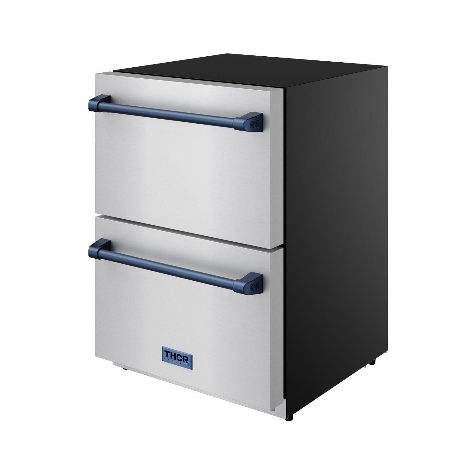 Thor Kitchen RF24UBLU 24 Inch Undercounter Built-In Or Freestanding Drawer Refrigerator - Stainless Steel/Blue Gordon Ramsay Series