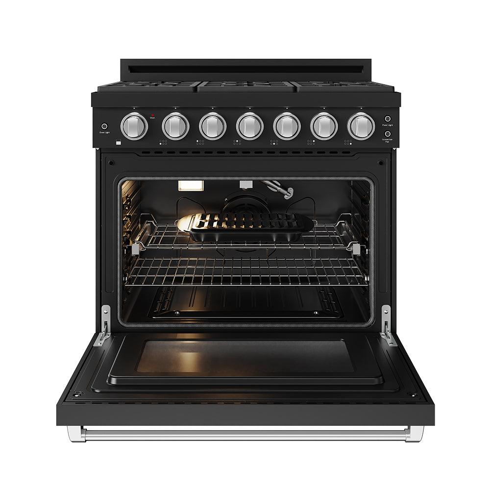 Thor Kitchen RSG36PBSS 36 Inch Professional Gas Range With Precision Knob In Black And Stainless Steel Gordon Ramsay Series