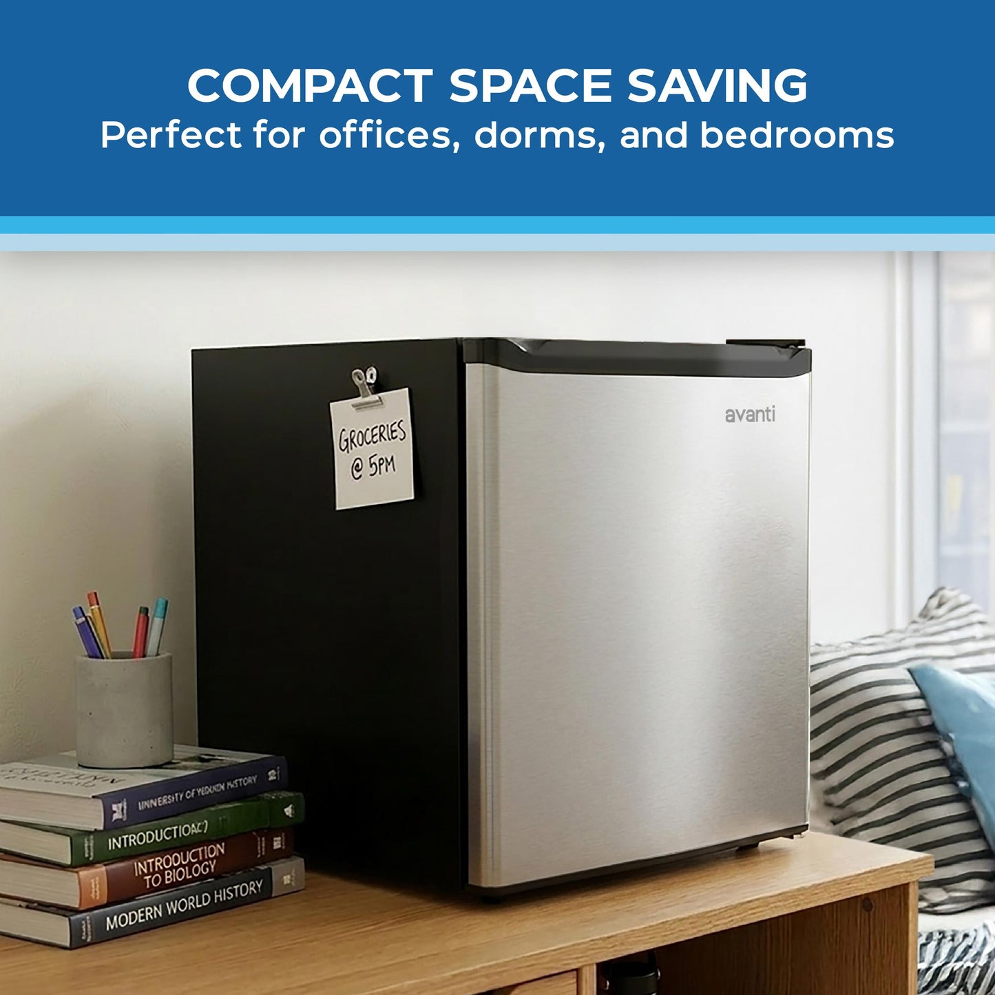 Avanti AVAR16F3S Avanti 1.6 Cu. Ft. Compact Refrigerator With Auto-Defrost, In Stainless (Avar16F3S)