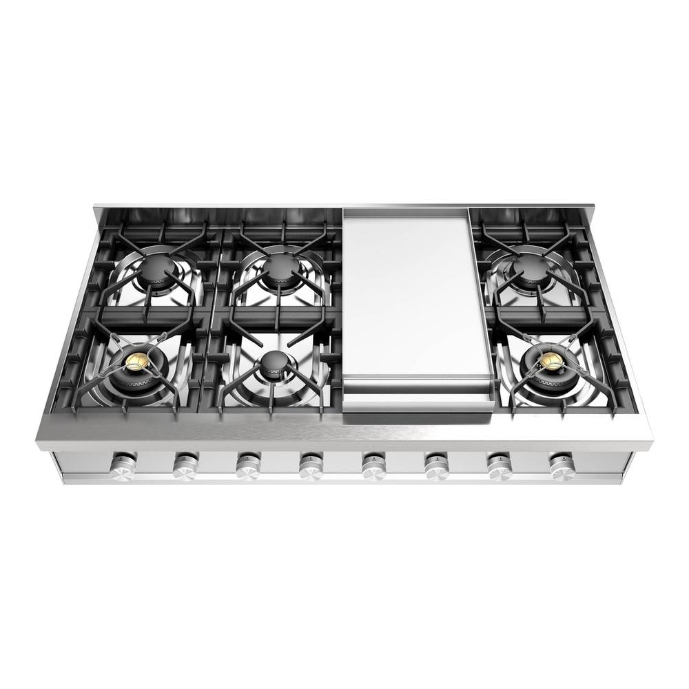 Ilve UHCP48FSSLP Ilve Uhcp48Fsslp Professional Plus Ii 48 Inch Built-In Gas Rangetop With Griddle, In Stainless Steel (Liquid Propane)