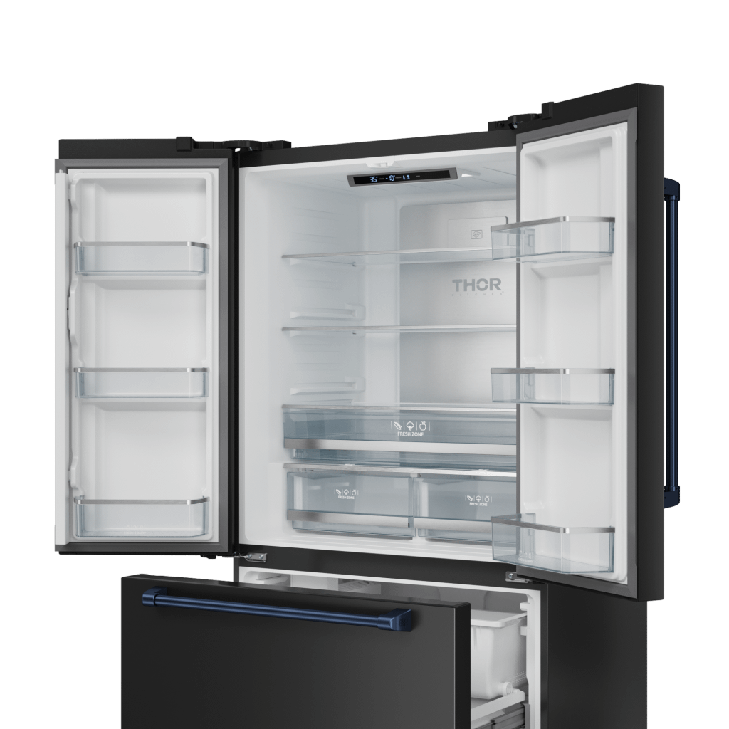 Thor Kitchen RF3621CTD00BLU 36 Inch 20.3 Cu Ft French Door Counter Depth Refrigerator With Ice Maker In Black/Navy Blue Gordon Ramsay Series - Rf3621Ctd00-Blu