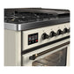 Ilve UM48FNR3AWBLP Ilve Um48Fnr3Awblp Majestic Iii 48 Inch Dual Fuel Range With 8 Burners And Griddle, Dual Function Burner Up To 25,000 Btu (Liquid Propane, Triple Glass Door, Antique White, Burnished)
