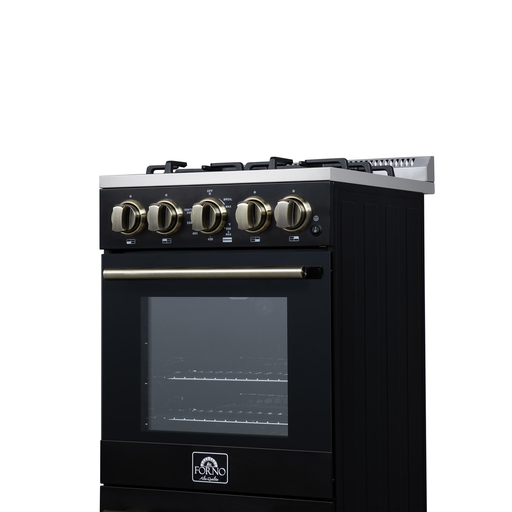 Forno FFSGS626520BLK Forno Lamazze 20 Inch Freestanding Gas Range In Black, Compact Design