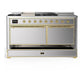 Ilve UM60FSQNR3SSGLP Ilve Um60Fsqnr3Ssglp Majestic Iii 60 Inch Dual Fuel Range With 7 Burners, Griddle And French Top, Dual Function Burner With Up To 25,000 Btu (Liquid Propane, Solid Door, Stainless Steel, Brass)