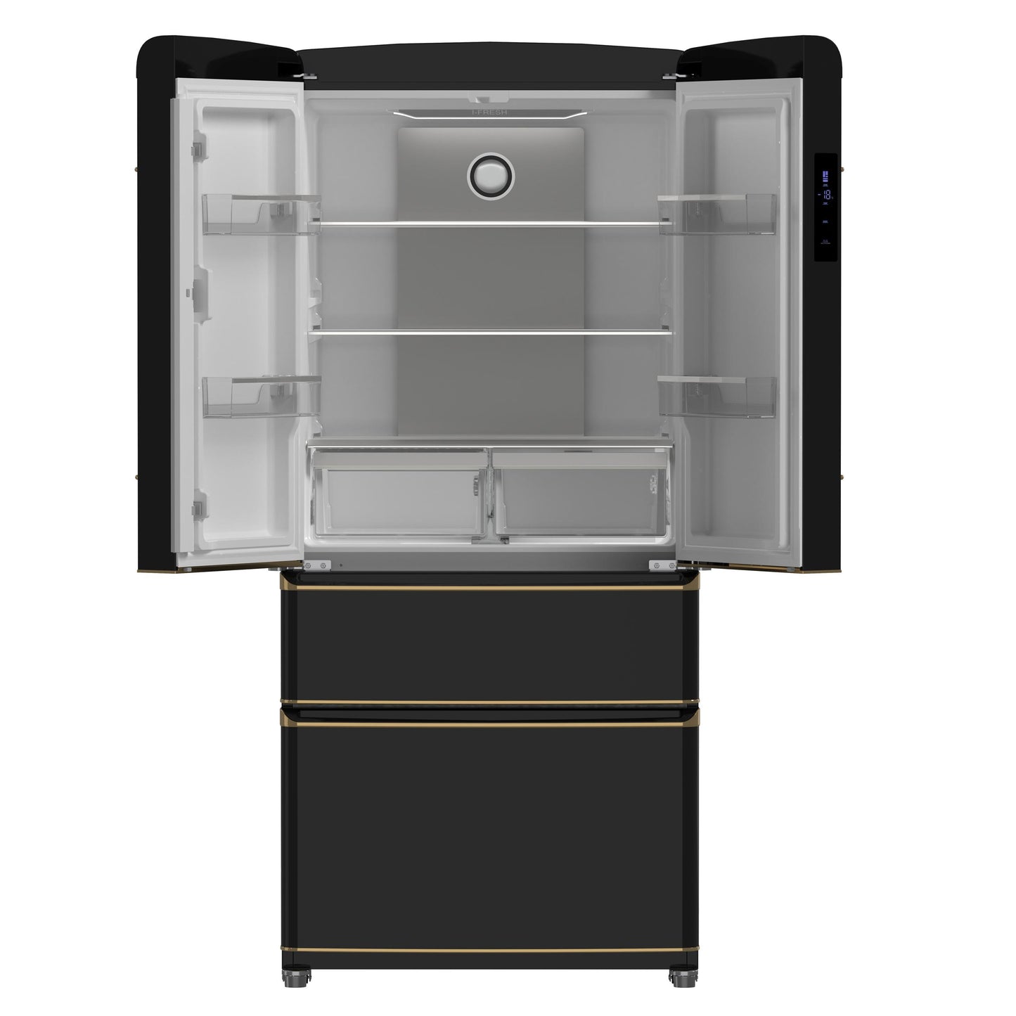 Forno FFFFD179133BLK Forno Luigi 33-Inch French Door Refrigerator, 18 Cu.Ft, Black Finish, Antique Brass Handles, Energy Star Certified