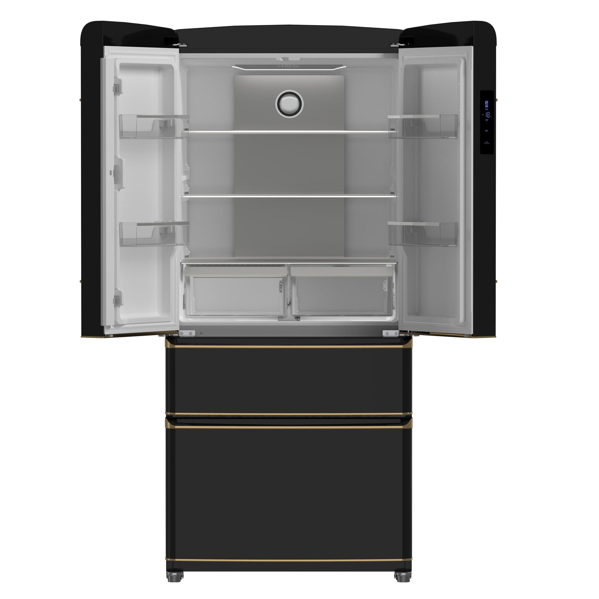 Forno FFFFD179133BLK Forno Luigi 33-Inch French Door Refrigerator, 18 Cu.Ft, Black Finish, Antique Brass Handles, Energy Star Certified