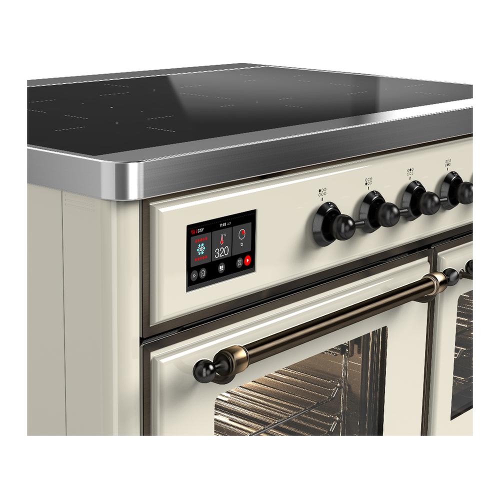 Ilve UMDIB40NR3AWB Ilve Umdib40Nr3Awb Majestic Iii 40 Inch Induction Range With 6 Elements, 3.82 Cu. Ft. Total Oven Capacity (Triple Glass Door, Antique White, Burnished)