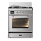 Ilve UM30NR3SSCLP Ilve Um30Nr3Ssclp Majestic Iii 30 Inch Dual Fuel Range With 5 Black Brass Burners, Dual Function Burner Up To 25,000 Btu (Liquid Propane, Triple Glass Door, Stainless Steel, Chrome)